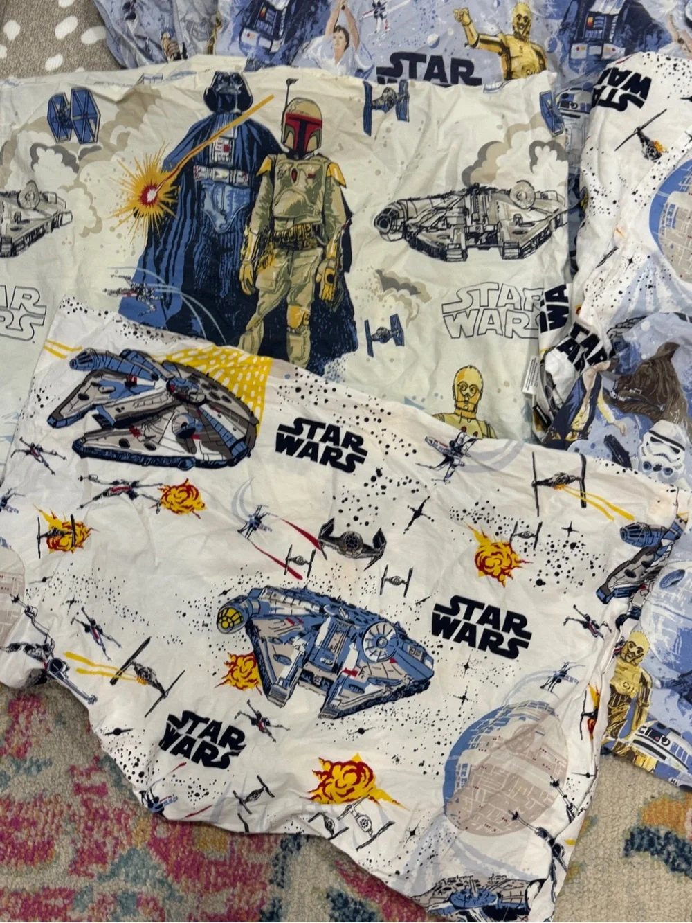 Pottery Barn Kids Star Wars bundle set flat sheet fitted pillowcases twin boys